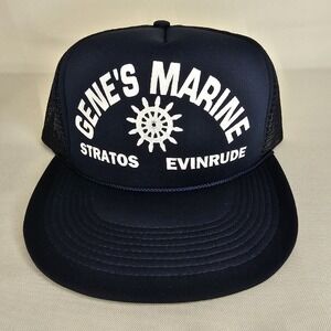 Rally Cap Snapback trucker cap/hat blue Gene's marine Stratos/Evinrude Mesh back